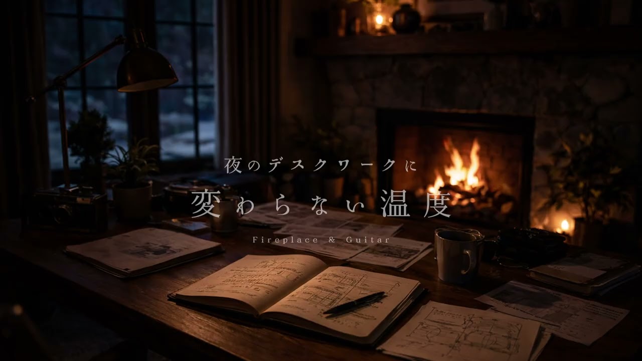 【夜の作業 BGM】夜のデスクワークに、変わらない温度。｜An Unchanging Warmth - Fireplace & Guitar🔥🎸