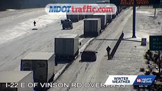 Traffic moving again in North Mississippi