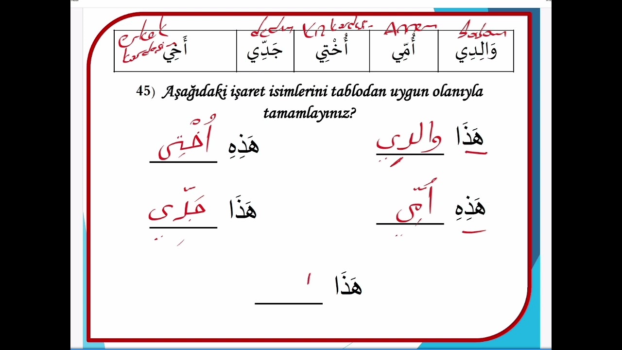 İHO #7.Sınıf ARAPÇA Dersi Sınav Öncesi Soru Çözümü - 4