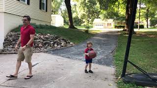 Boy shoots hoops but basketball hits him in his face