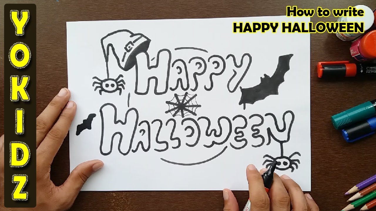 How to draw happy halloween 