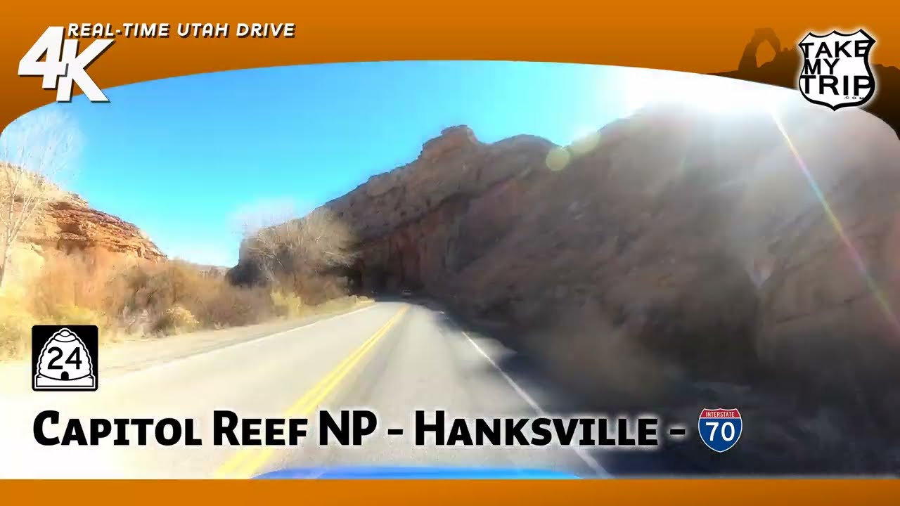Utah Route 24 - Capitol Reef National Park to Hanksville, Interstate 70, 4K Drive