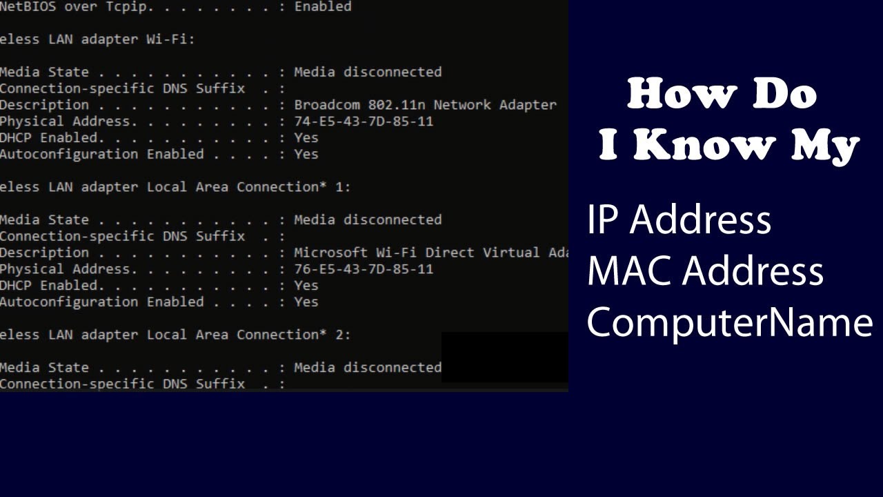 How to get The IP Address, MAC Address And Computer Name Of My PC - YouTube