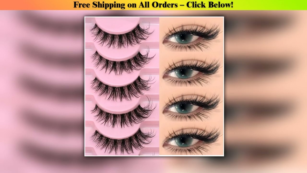 LASVIREY Cat Eye Lashes Natural Fluffy False Eyelashes Soft Wispy Natural Long Faux Mink Lashes Cle