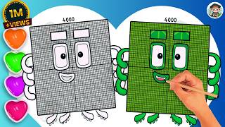 How To Draw Numberblock 4000 Coloring🌈 - Learn to draw Numberblock 4000 Coloring for kids
