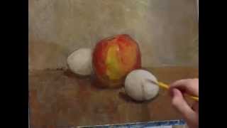 静物画 油彩画 リンゴと瓶 リンゴ 油彩画 森田和昌 | nuancebeans
