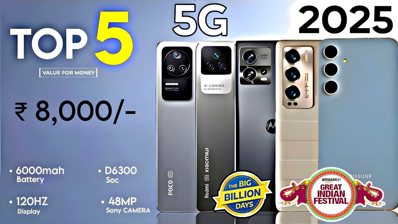 TOP 5 BEST PHONE UNDER 8000 in 2025 | best mobile under 8000 | flipkart ...