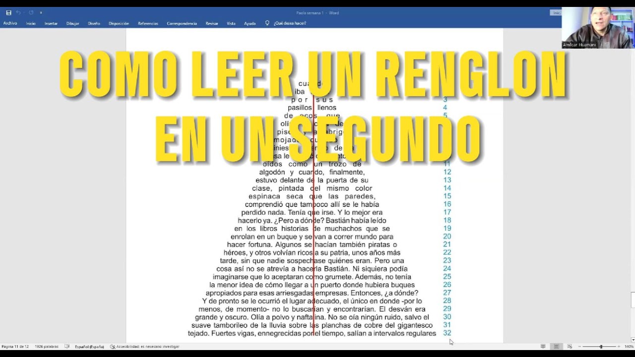 TÉCNICA DE LECTURA VELOZ : CÓMO LEER UN RENGLON EN UN SEGUNDO - YouTube