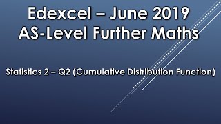 Celebrity Edexcel AS Level Further Maths: June 2019 Statistics 2 - Q2 (Cumulative Distribution Function) Wealth