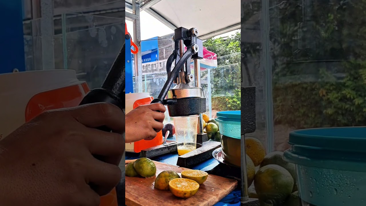 Fresh squeezed orange juice in hot weather. #shorts #asmr #juice #satisfying #orange #drink #fyp