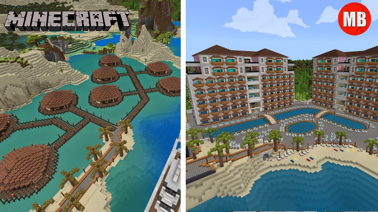 Minecraft Beach Resort Hotels Pools Yachts Water Huts And More