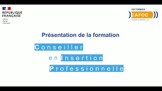 Cip Conseiller En Insertion Professionnelle - Présentation De La Formation