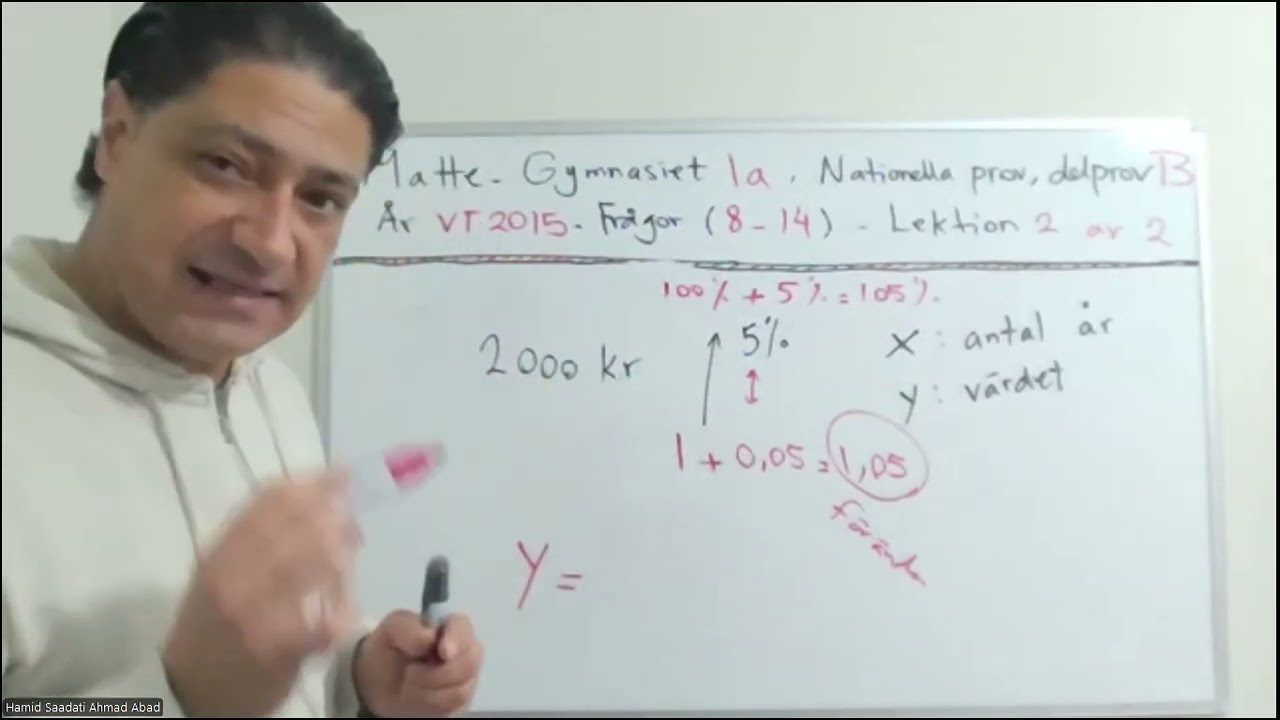 Matematik Gymnasiet 1a,  Nationella prov Delprov B- VT2015- frågor 8 - 14 sista lektion 