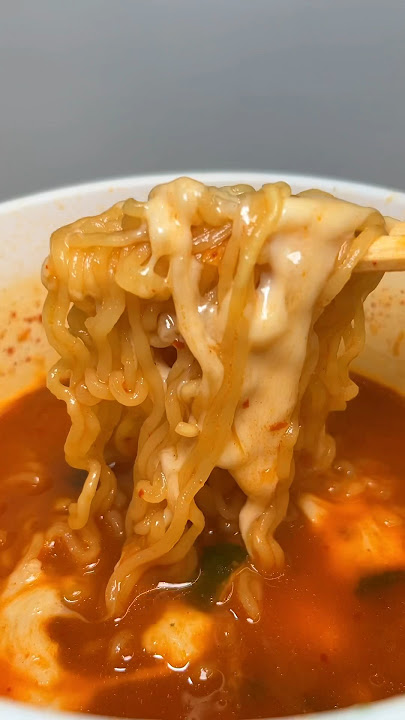 kimchi soup noodles with mozzarella cheese #asmr #koreanfood