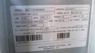 150 KW Generac Model MQT15068GNSN
