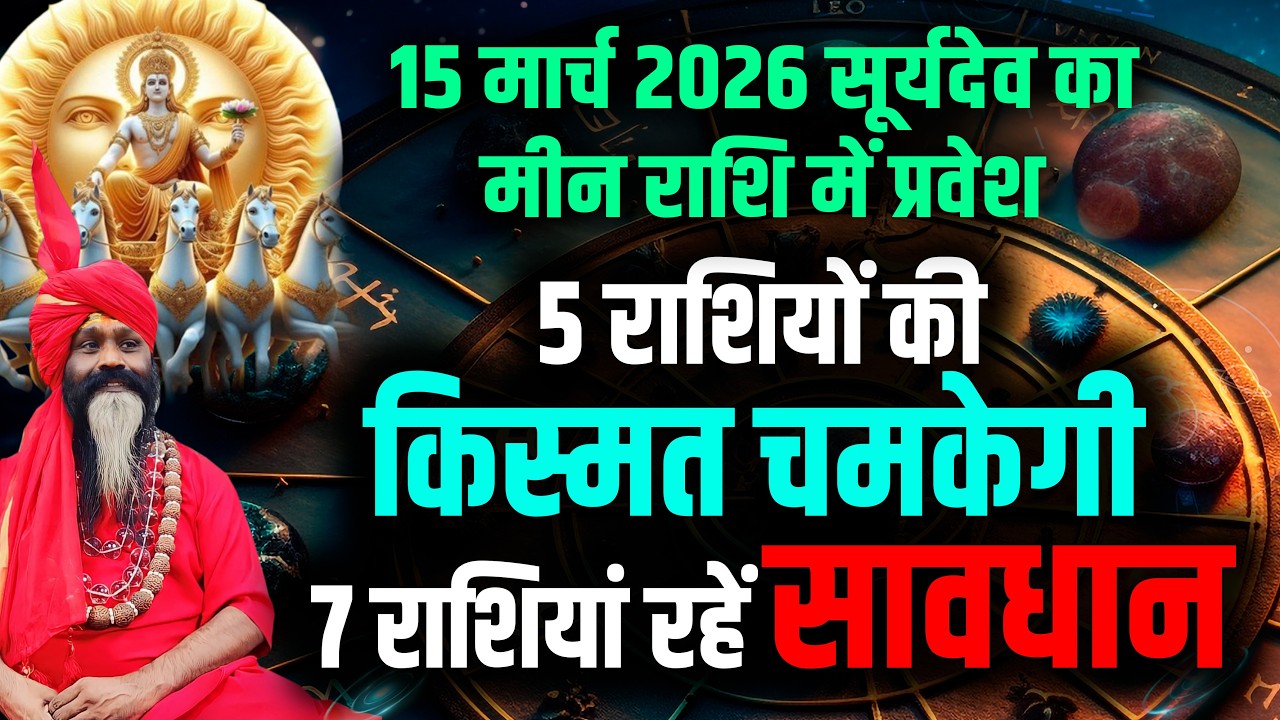 15 मार्च 2026 सूर्यदेव का मीन राशि में प्रवेश 5 राशियों की किस्मत चमकेगी 7 राशियां रहें सावधान