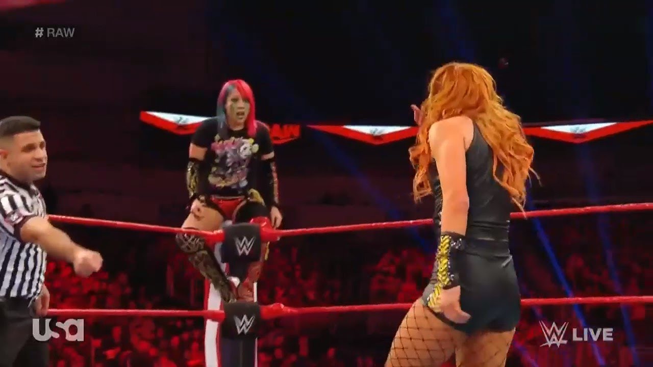 Becky Lynch vs Kairi Sane W/Asuka Raw Jan 20, 2020