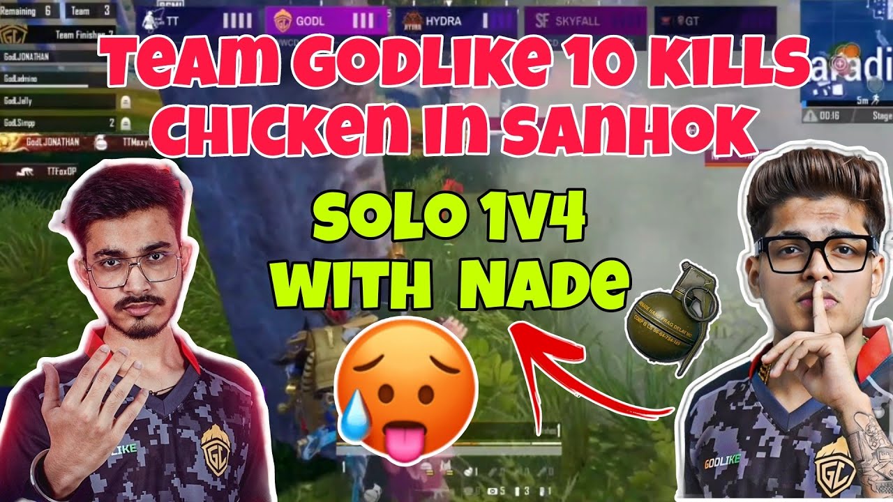 Team Godlike 10 Kills 🥵 Chicken In Tournament 💀 Jonathan 1v4 With Nade ...