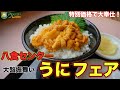 【八食センター】旬のウニを贅沢な食べ方で！口の中でとろけるウニ丼を安く味わえます！大食いしたい方は漁師盛りがオススメです！ウニパスタにするのも良し冷凍保存されていない生の新鮮なうに【青森県八戸市】