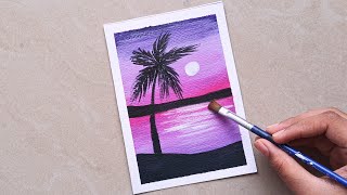 Palm Sunset Painting 🎨 | Acrylic Painting for Beginners