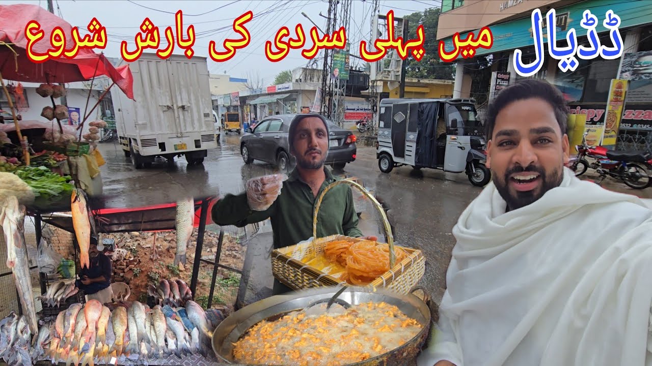 First Winter Rain Begins in Dadyal Bazaar Azad Kashmir | Raining Street Food Walking Vlog Dadyal
