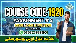 AIOU 1920 assignment 2 Autumn 2026 Model Solution   @picksPk