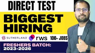 Sutherland Direct Test Opportunity For Freshers | Sutherland, RWS &amp; 100+ Jobs For Freshers Apply Now