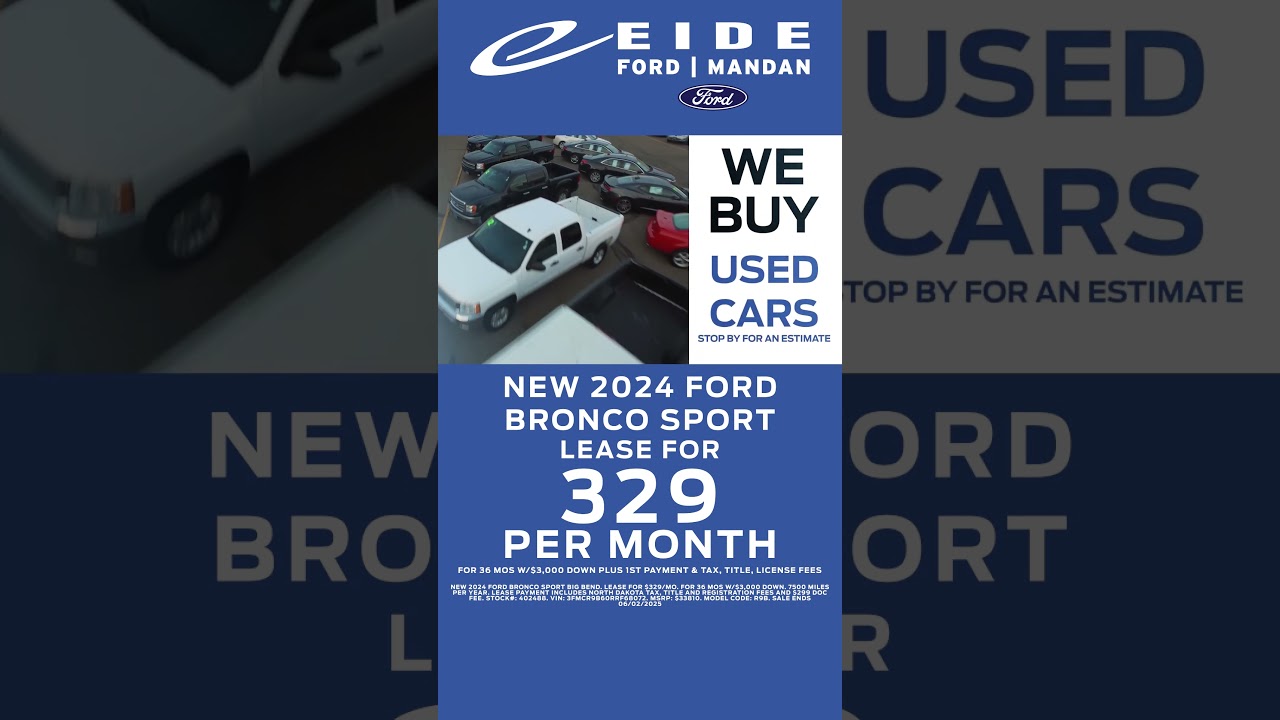 Bronco Sport Lease Special-Eide Ford Mandan Car Dealership | Ford Dealership