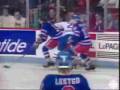 Guy lafleur returns to the montreal forum as ny rangers in 1989