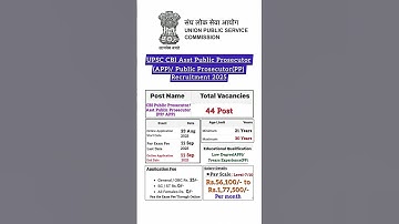 UPSC CBI Assistant Public Prosecutor(APP)/ Public Prosecutor (PP) Recruitment 2025 #upsc #cbi #app