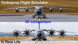 Turboprop Flight Simulator vs In Real Life airplane images 3D comparisons