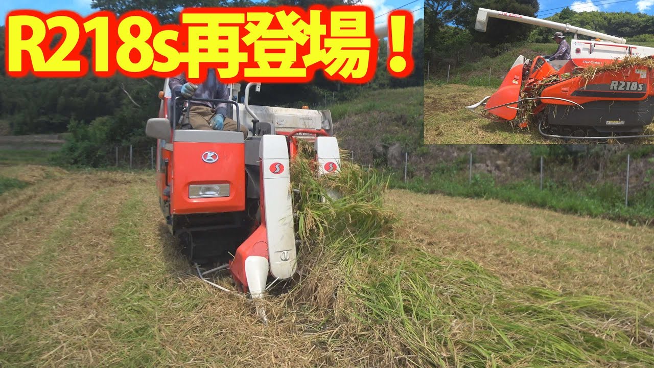 会社員実家農業手伝う】2022クボタR218sコンバインは超高速で稲刈り