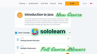 Introduction to java solo learn new course answers of Basic Concepts part 01