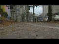 歩道の落ち葉 風で舞い上がる~