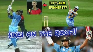 Sourav Ganguly vs Left-Arm Spinners : 6,6,6,6,6,6 | MAJESTIC SIXES OUT OF THE STADIUM, ON THE ROOF!!