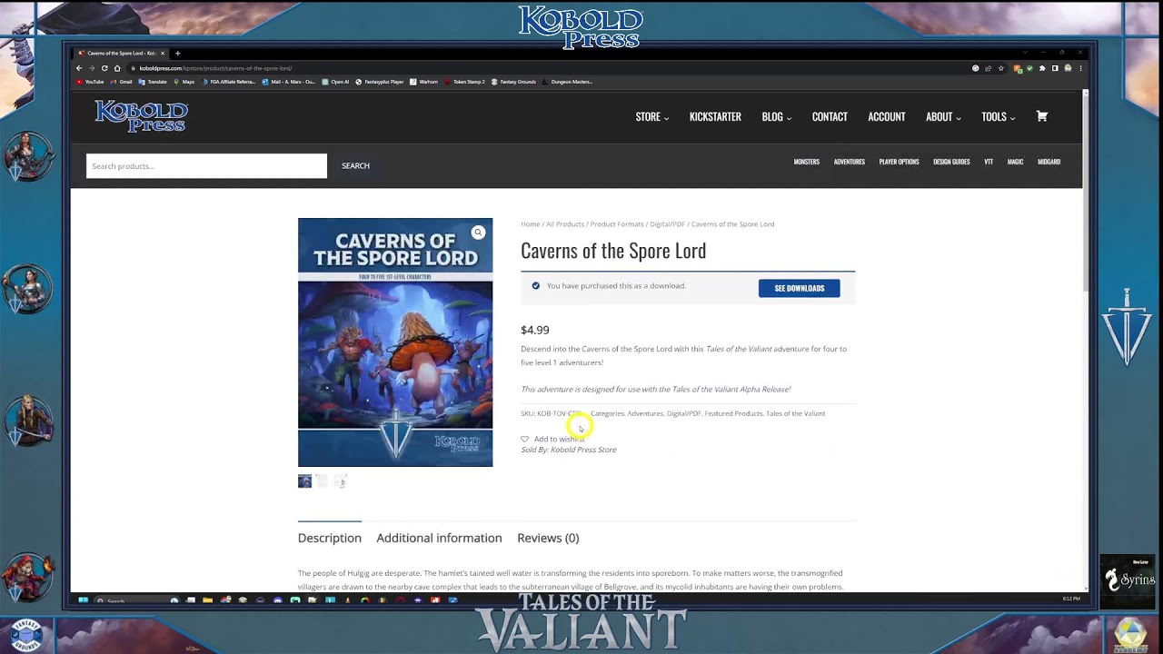 ToV: Caverns of the Spore Lord Conversion | (Kobold Press 5e) FG Unity | FGU 4.4.3