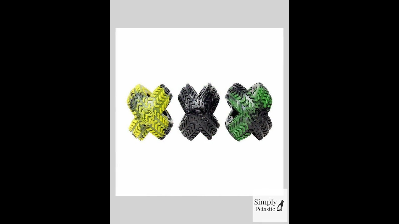 Green TPR Thread Tire Fetch & Chew Dog Toy for All Dogs. Play, Toss & Tug. 4.5"