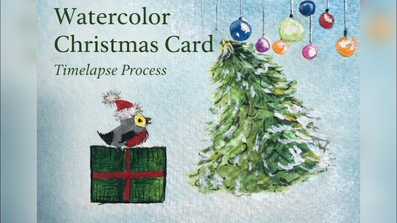 Watercolor Christmas card painting Process (Timelapse)   #watercolor #painting #watercolorpainting