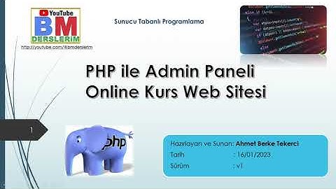 17 - PHP ile Admin Paneli Online Kurs Web Sitesi