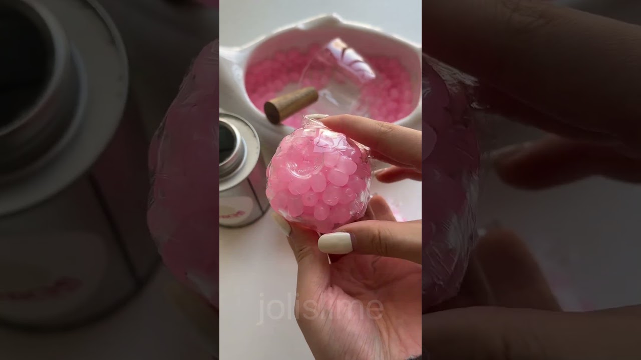 Making Pink Grape Seed Crunchy Balls | Satisfying Handmade Fidget Toy Process