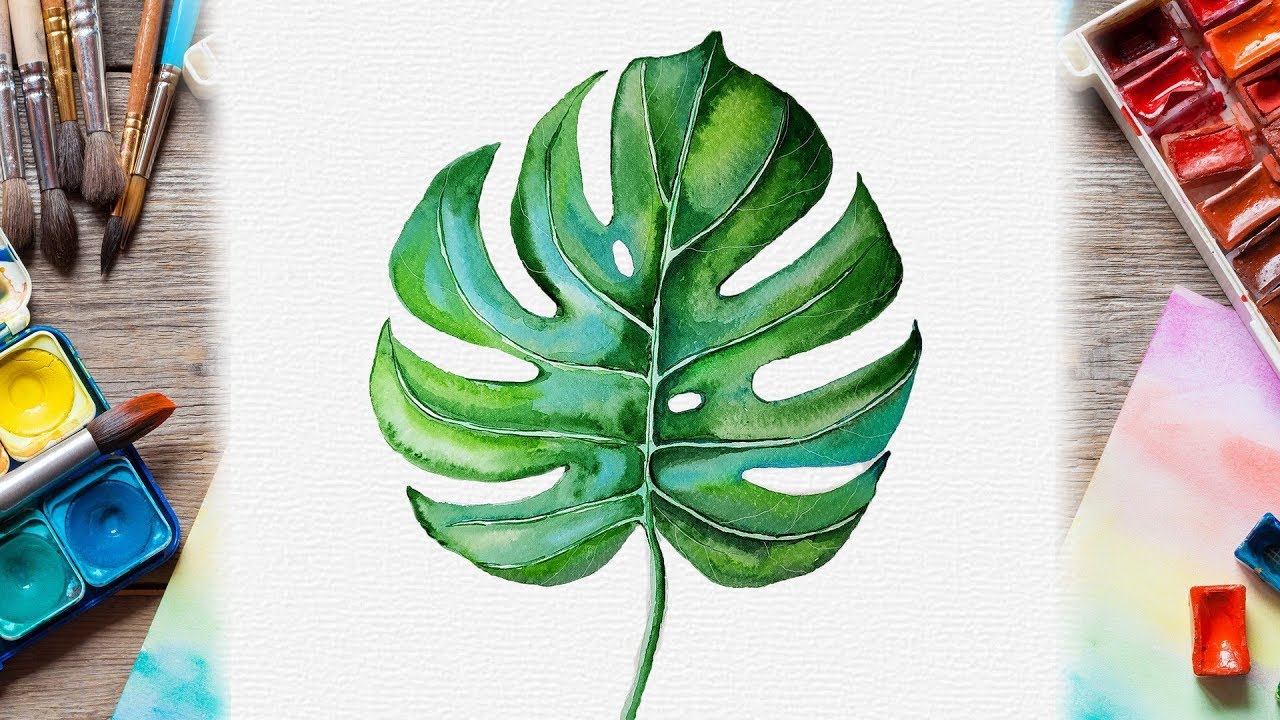 Watercolor Monstera Leaf Painting - Botanical Illustration For Beginners - Youtube