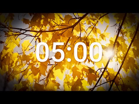 Glowing autumn leaves with relaxing music - 5 minutes countdown timer