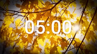 Glowing autumn leaves with relaxing music - 5 minutes countdown timer