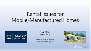 HOME (Housing on Monday Evening): Know your rights about mobile home lot evictions