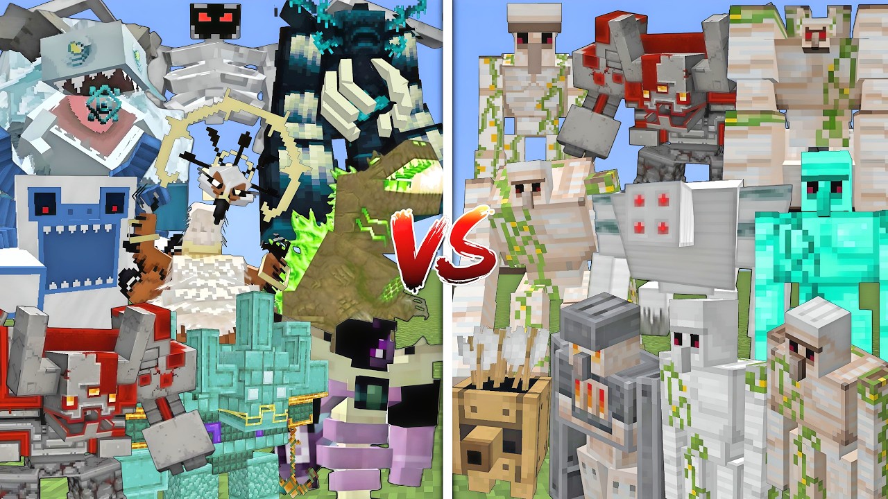 ALL BOSSES VS ALL MUTANT IRON GOLEMS ALLIANCE MOBS BATTLE IN MINECRAFT ...