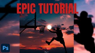 EPIC Tutorial - “Basketball Player Dunks the Sun” Photoshop Composition screenshot 1