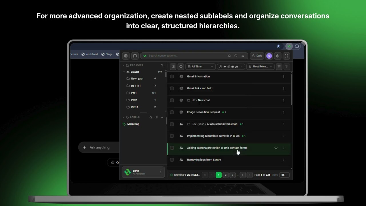 Organize chats with labels and sublabels | Echoes tutorial