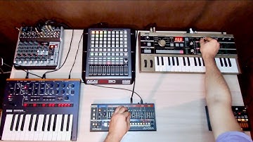 Korg Volca Beats + Microkorg mk1 + Korg Monologue + Roland JU-06A +Akai APC20 session #15