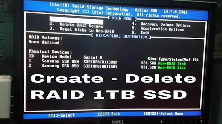 How to delete and create a RAID for two 1TB SSD?