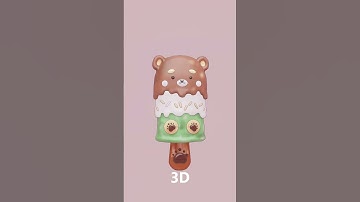 3D Popsicle bear Character modeling | Yummy! 3D Food Series | Timelapse process in Blender.#shorts